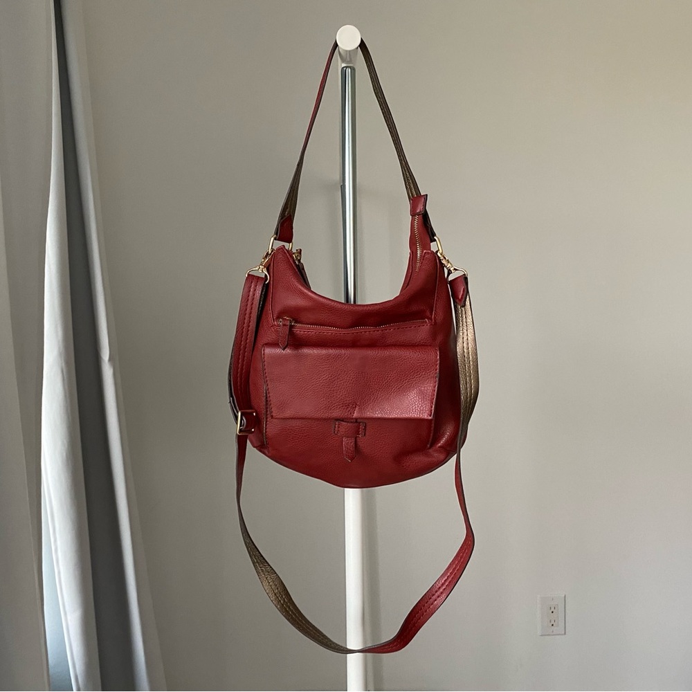 Burgundy shoulder or crossbody bag